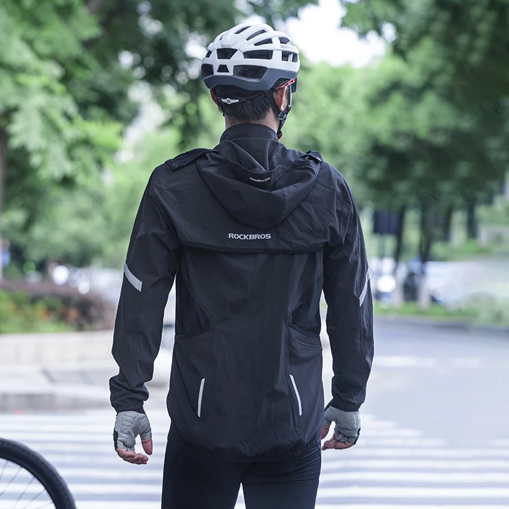 

ROCKBROS Осенний ветрозащитный светоотражающий велосипедный трикотаж MTB велосипед съемный топ велосипедная ветровка походная куртка быстросохнущее пальто ﻿