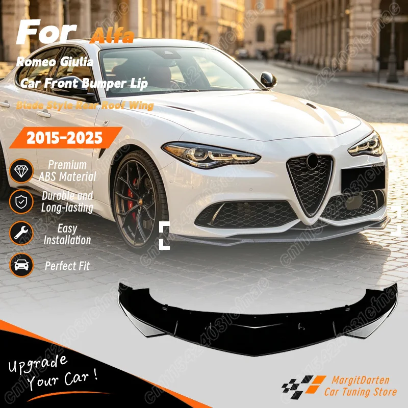 For Alfa Romeo Giulia 2015 2016 2017 2018 2019 2020 2021 2022 2023 2024 2025 Car Front Bumper Lip Gloss Black Style  Body Kit