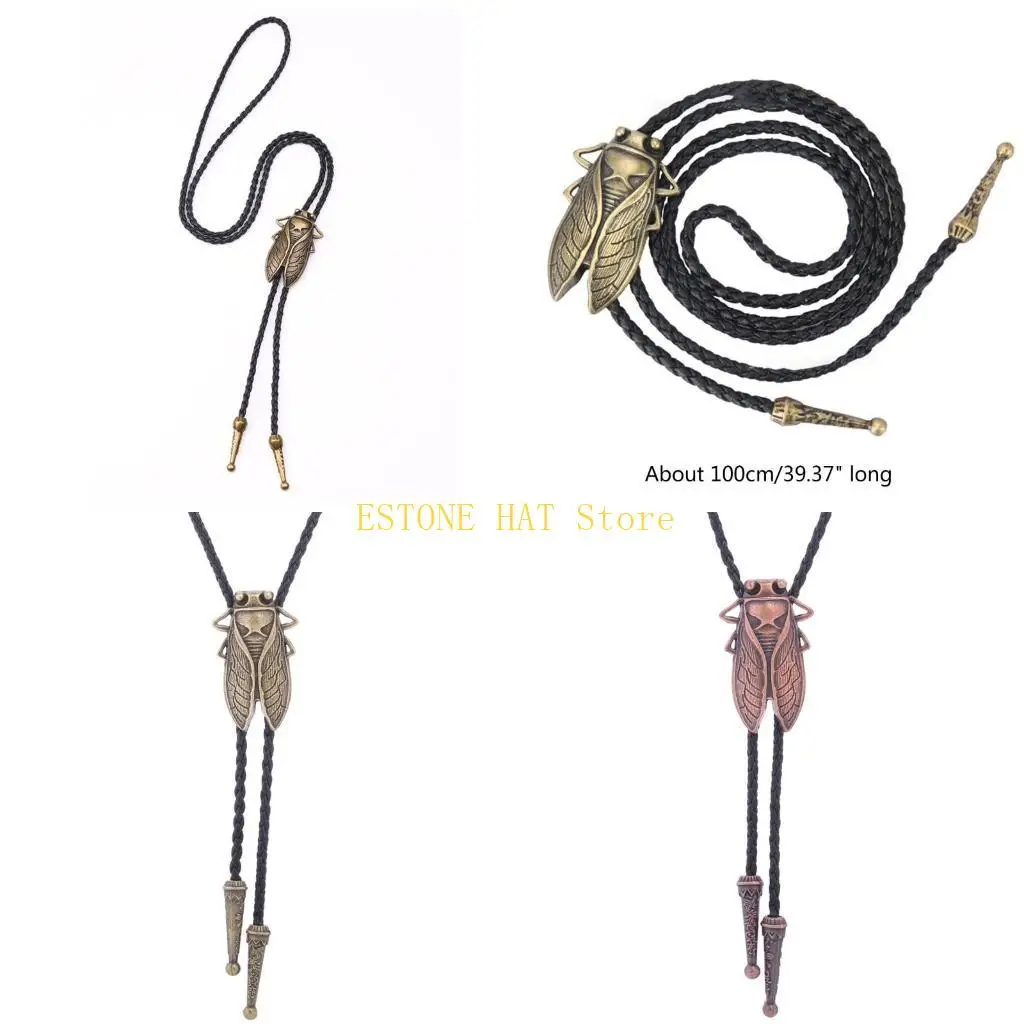 49MF Braided Shoestring Necktie Bola-Tie Western Cowboy Necklace Accessory