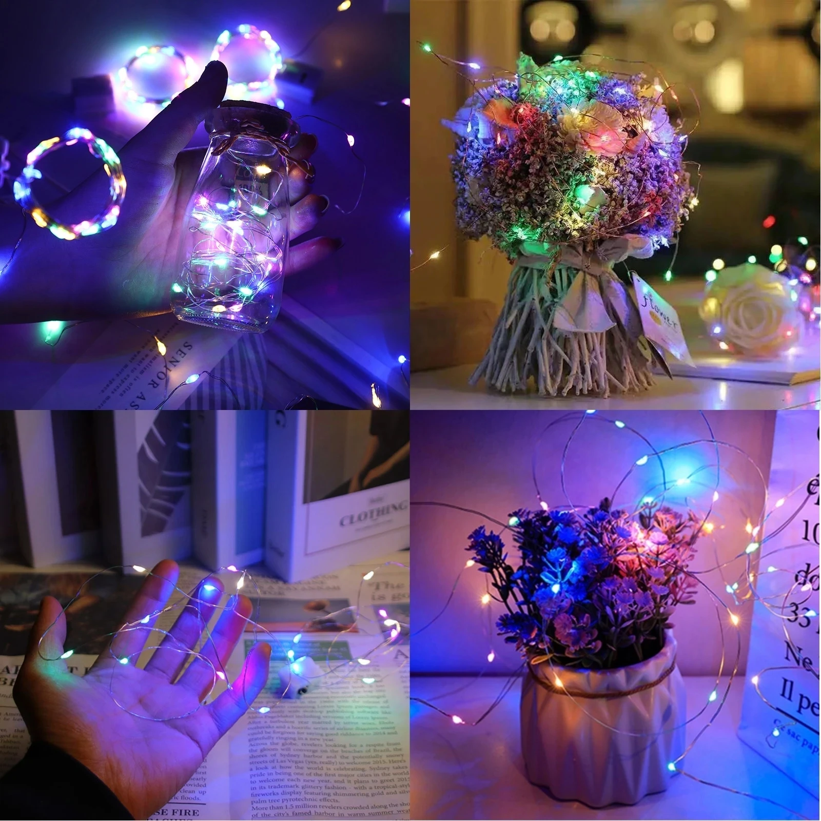 20Packs 1m LED String Lights Warm/Multicolor/Red/Green/Blue/Pink/Purple/White Christmas Atmosphere Firefly Lamp Starry Sky Light
