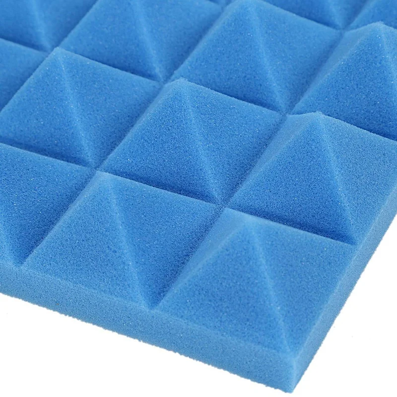 36X Charcoal Acoustic Foam Tiles Soundproofing Foam Panels Studio Sound Padding 2 X 10 X 10 Inch(Black+Blue)