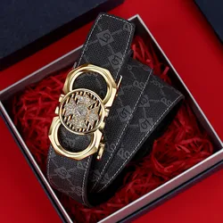 Ceinture en cuir avec boucle automatique pour homme, haut de gamme, à la mode, formelle, décontractée et personnalisée
