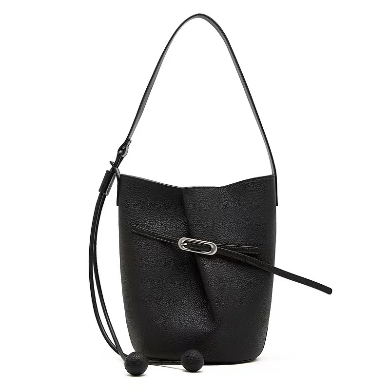 High Quality Cowhide Bucket Bag, Large Capacity Versatile Crossbody Shoulder Bag, Simple Commuting Women’s Bag