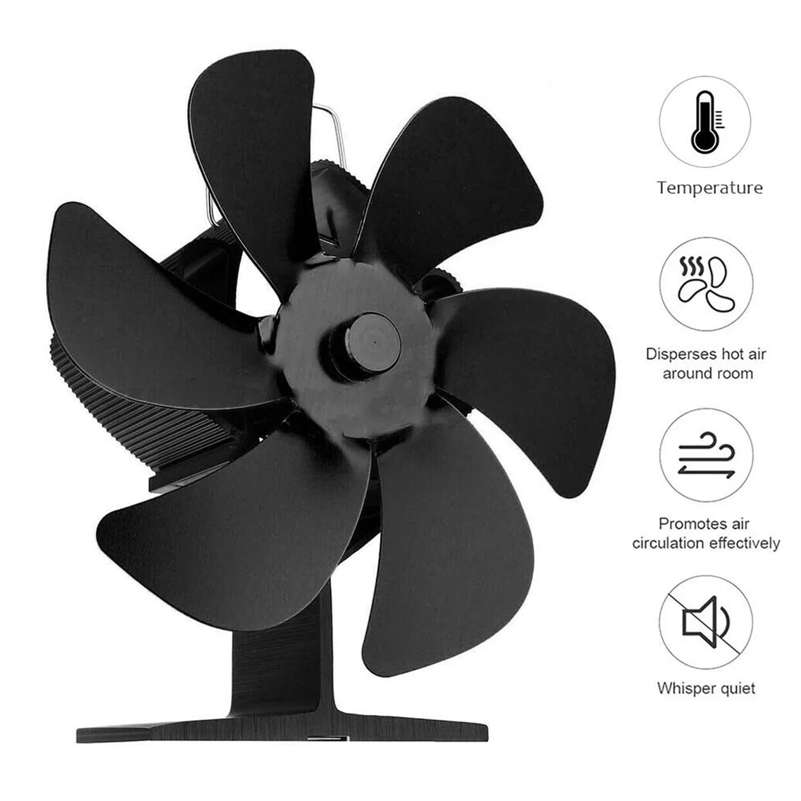 1pcs Fireplace Fan 6 Blades Stove Fan Powerless Quiet Upgraded 6-Blade Chimney Fan Motor And 6-blade Design Provide Higher