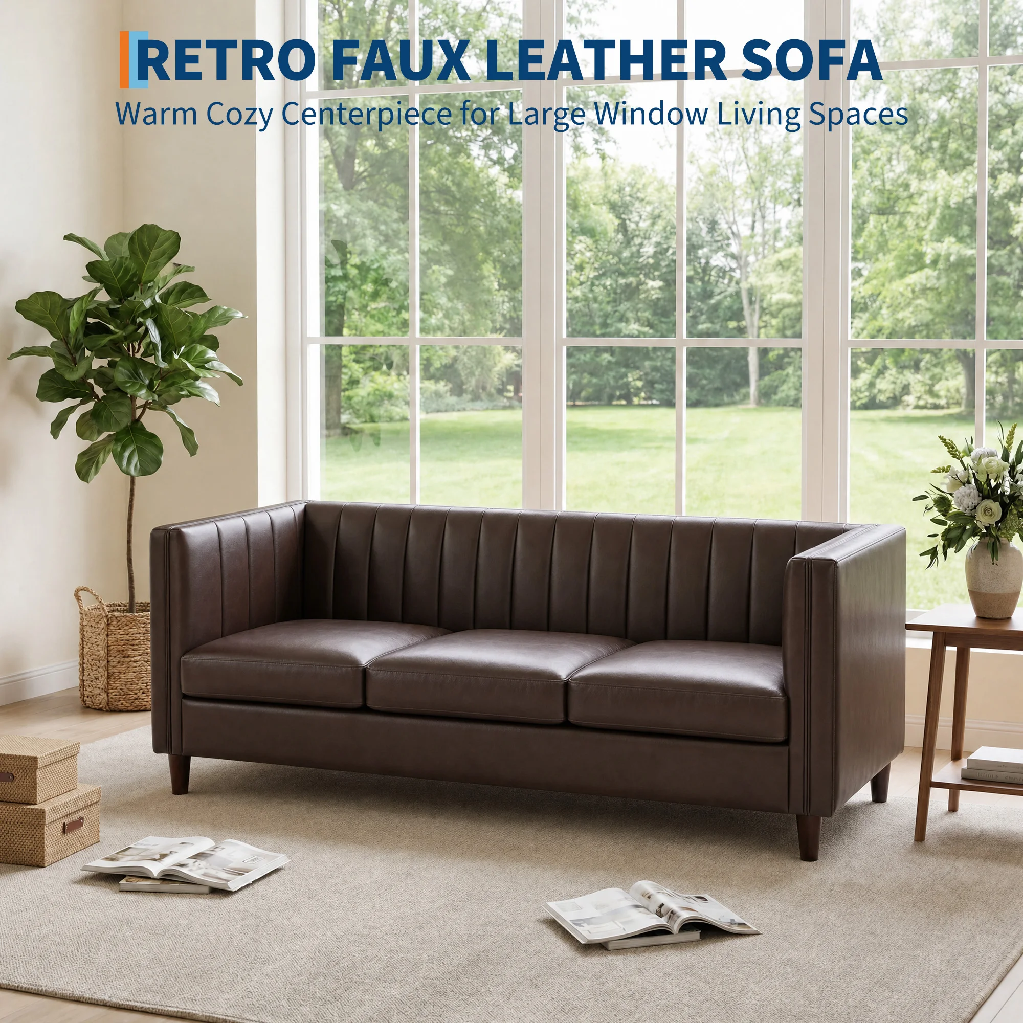 PU Leather 3-Seater Sofa 5