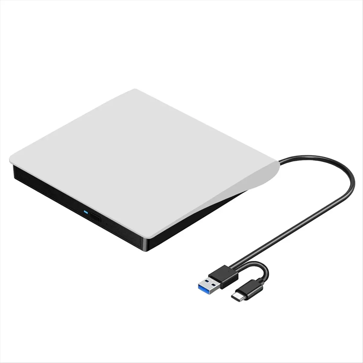 N86R External CD DVD +/-RW Drive, USB 3.0 & USB-C Portable CD & DVD ROM Burner Player Reader Writer Rewriter Disc Drive,White