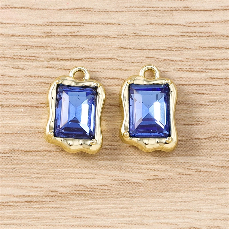 5 Stück 9 x 14 mm zarte Kristall-Quadrat-Charms-Anhänger für Schmuckherstellung, Halsketten, Ohrringe, Armbänder, Zubehör, DIY, Basteln, Geschenke – Detail 5