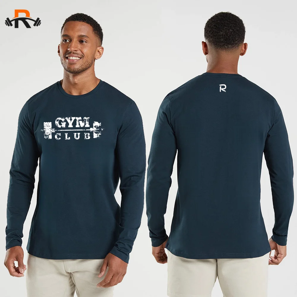 

Men's Gym Sports Long Sleeve Shirt Loose T-Shirt Men's Bodybuilding Clothing Fitness Mens Sports Sweat Absorbent Quick Dry