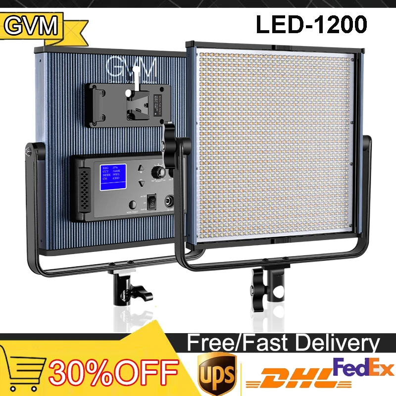 

GVM LED-1200 65W Powerful Bi-color 3200 to 5600K Video Panel Light 1/2/3-Light Kit with Stands