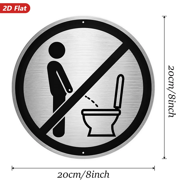 2D Flat, 1pc Round Metal Sign Wall Art, No Urinating Sign Decorative Art, Home Decor, Minimalist Style, Black - White Design, fo