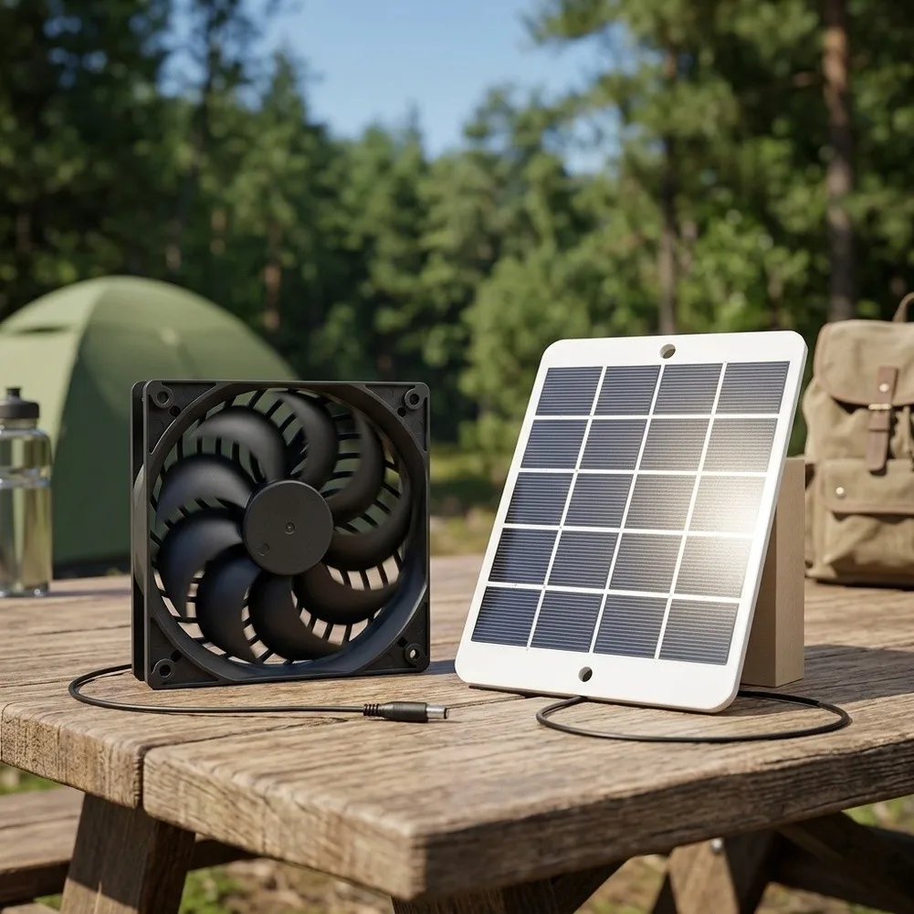 Thin Solar For exhaust Fan 120x120x25mm for For dog House Chicken Greenhouse RV Ventilation 6mm 5V USB Charging 3W