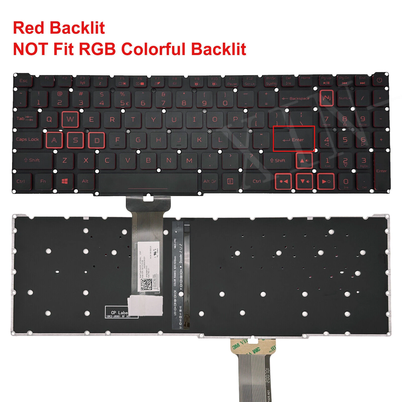 

US Backlit Keyboard For Acer Nitro 5 AN517-51 AN517-52 AN715-51 AN515-43 AN515-54 Predator Helios 300 PH315-52 PH317-53 RED