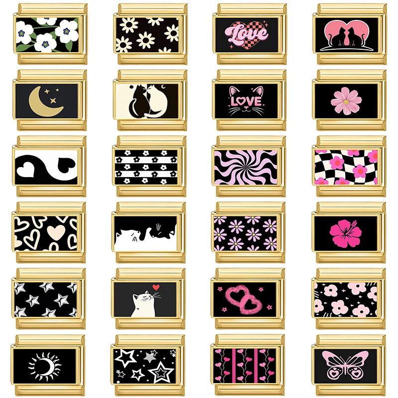 Золотистые-итальянские-шармы-y2k-в-стиле-ретро-розовые-черные-с-бабочками-цветами-кошками-романтичные-для-браслетов-из-нержавеющей-стали-9-мм-для-самостоятельного-изготовления-украшений-подарки