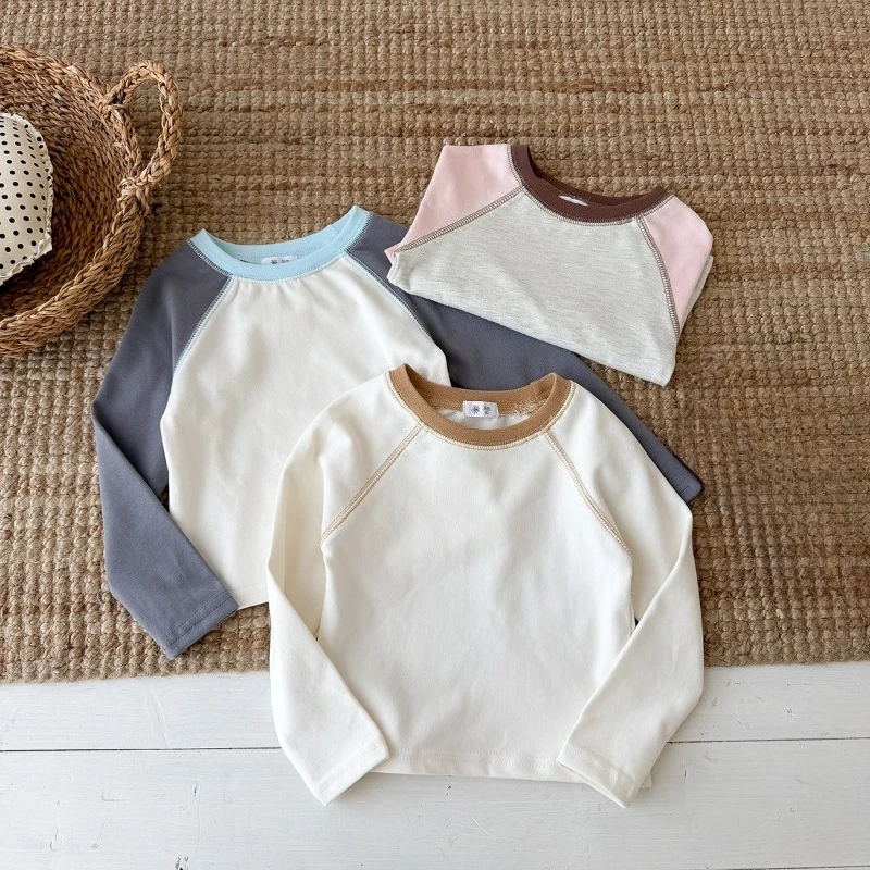Kids Long Sleeved T-shirt Toddler Girls Bottoming Shirts Baby Boys Casual Tops Fashion Children Tees