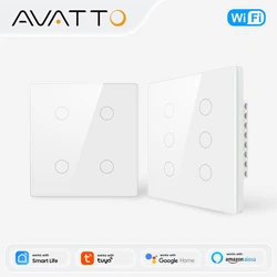AVATTO Tuya WiFi/Zigbee Smart Touch Switch Brzil Stand 4/6 Gang Smart Light Switch Wall Button Smart Life For Alexa Google Home