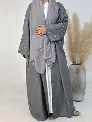 Latest Moon Embroidery Kimono Muslim Robe abaya syari female full length thicker Muslim abaya Worship Service abayas wy1808