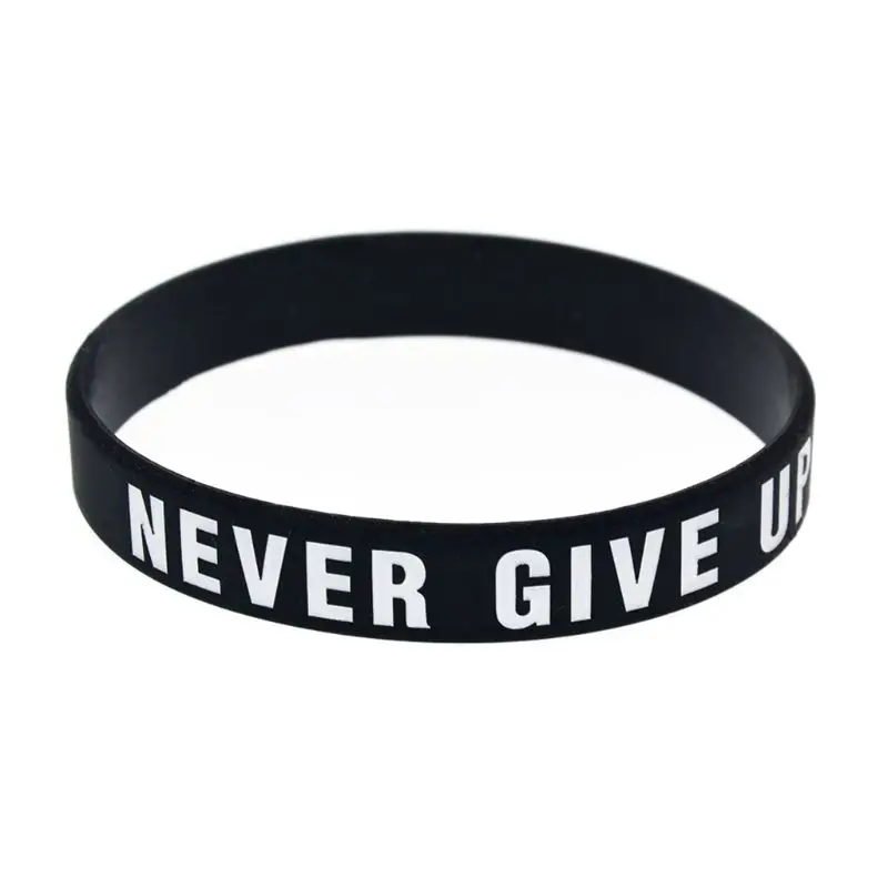 F42F Motivational Silicone Wristband Never Give Up Lettering Inspirational Bracelet