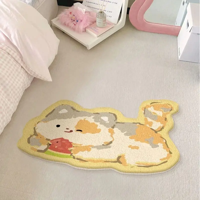 VIKAMA Cute Kitten-Shaped Doormat, Soft Plush Bathroom Mat, Non-Slip Indoor/Outdoor Entryway Rug, Home Decor