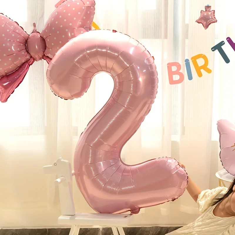 قطعة واحدة من بالون الوردي المعدني مقاس 32 بوصة - رقائق ألومنيوم قابلة لإعادة الاستخدام، مثالية للاحتفالات بعيد الميلاد والذكرى السنوية