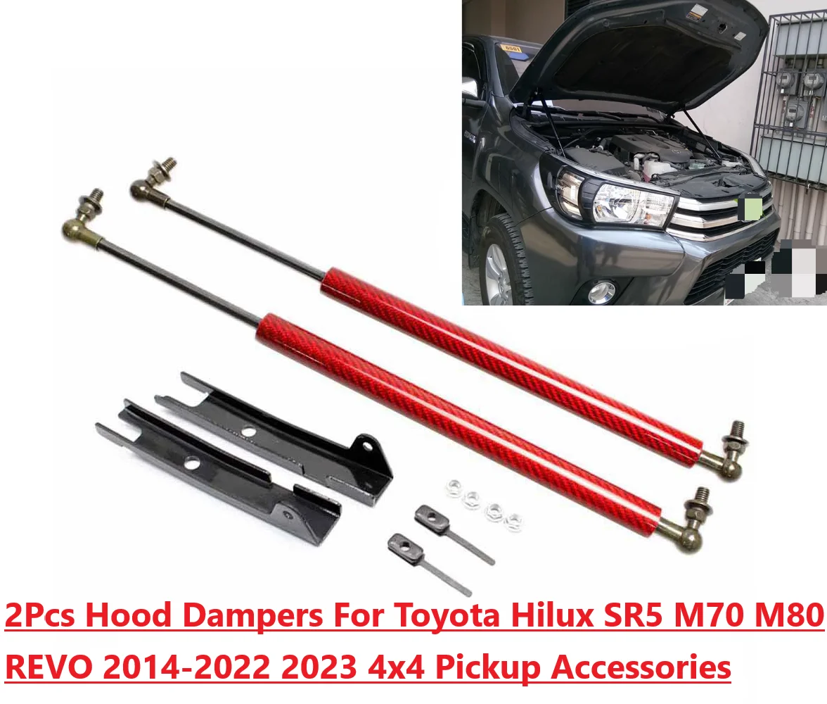 

Амортизатор капота для Toyota Hilux SR5 M70 M80 REVO 2014-2023 4x4 Пикап Передняя капот Модифицированные газовые стойки Подъемная опора Амортизаторы Поршневые стержни