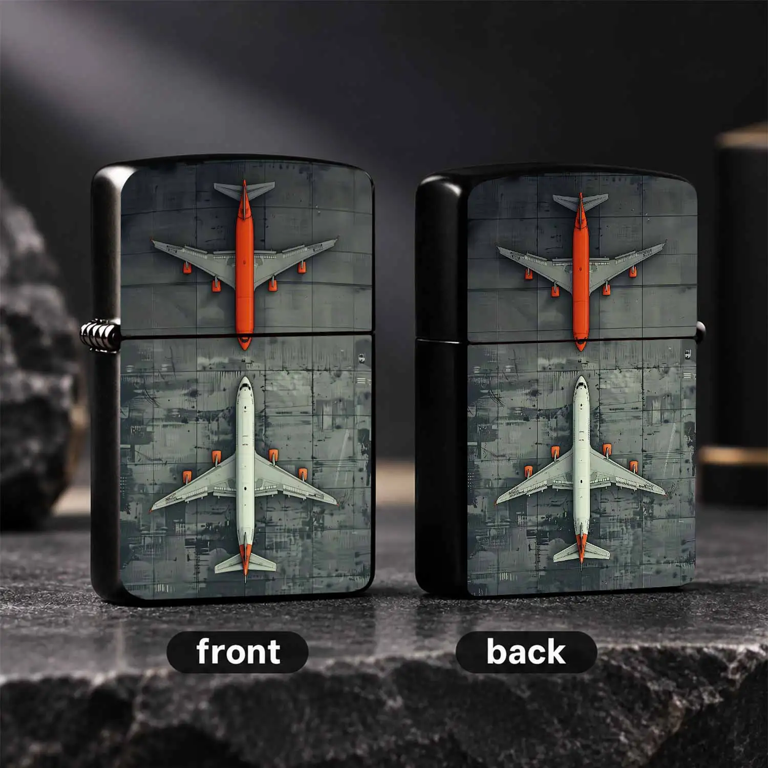 Creative Dual Airliner Top-Down Print Lighter Artistic Aviation Themed Portable Accessory Stylish Decorative Practical Item For Daily Travel Gatherings Multi-Scene Use Unique Exquisite Gift With Trendy Visuals A Humorous And Interesting Lig