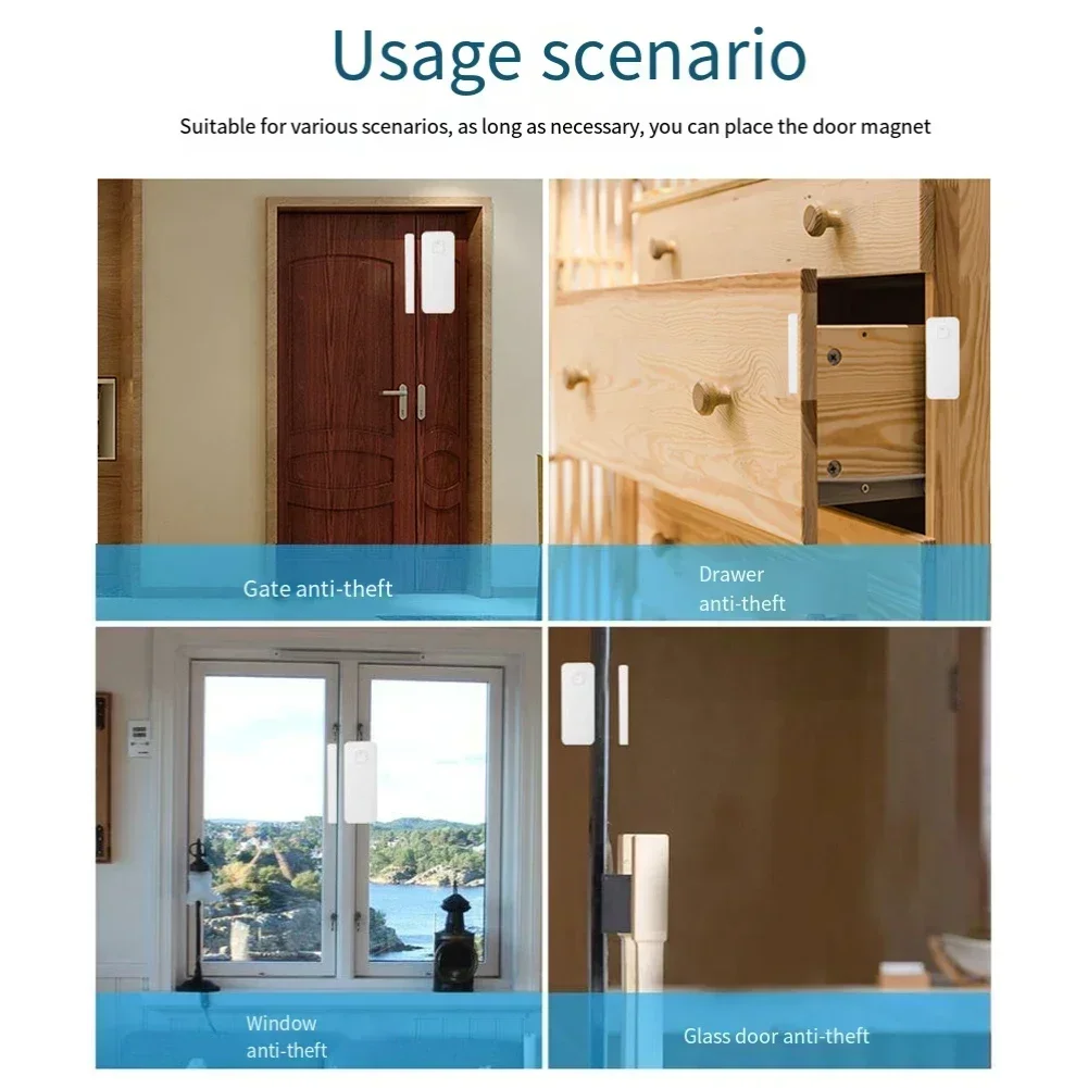 Tuya WiFi Door Sensor Alarm Window Open Close Detectorlife App Control Notification For Alexa For Google Home