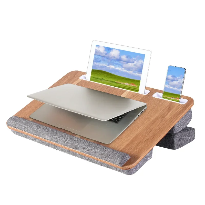 Solid Wood Lap Desk Bed Table, Multifunctional Adjustable Laptop Desk Stand, Portable Notebook Desk for Home Bed Couch