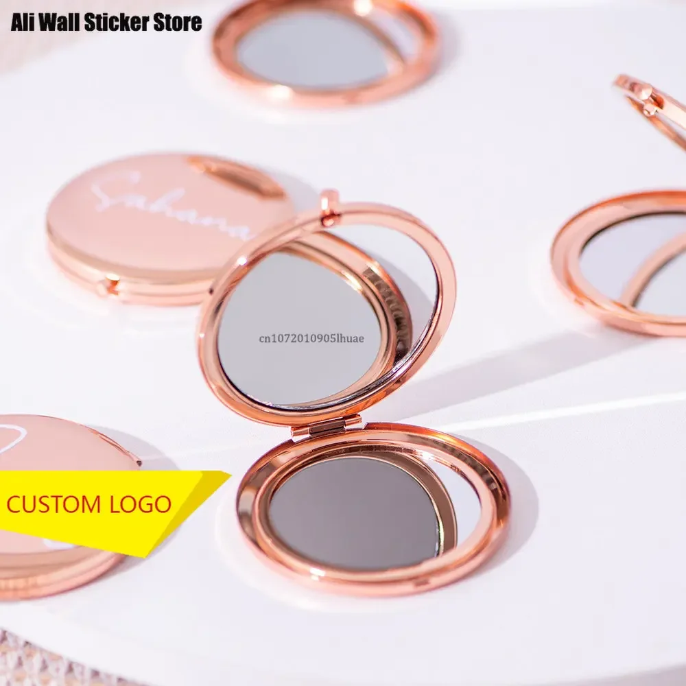 

10pcs Personalized Bride Compact Pocket Mirror Rose Gold Custom Engraved Makeup Mirror Wedding Bridal Shower Guests Gift