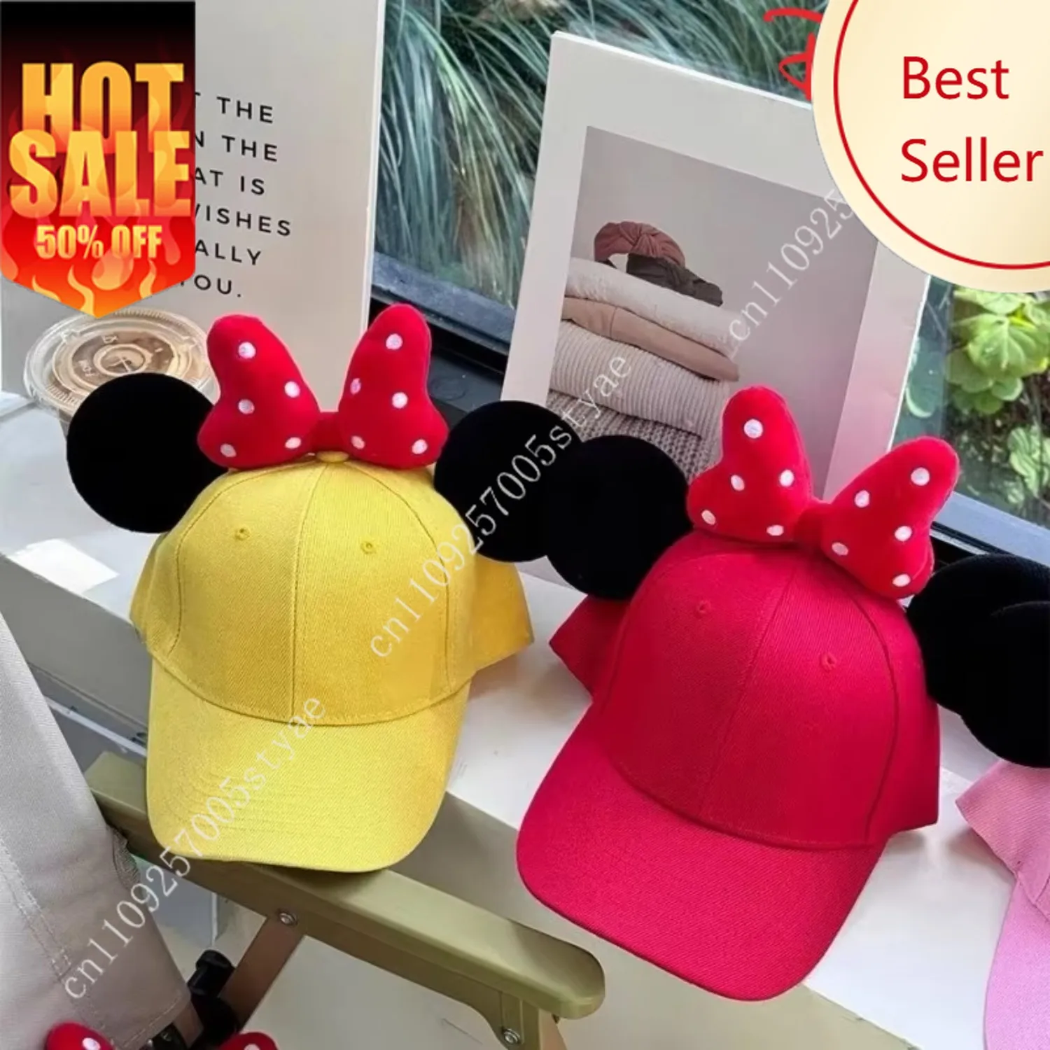 

Disney Series Minnie Girls' New Soft, Comfortable, Fashionable, Creative and Versatile, Cute Cartoon Big Bow Duck Tongue Hat