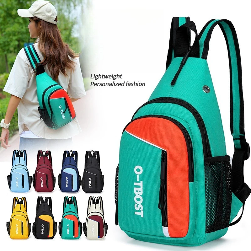 

Men's chest bag with color-blocking waterproof Oxford fabric crossbody bag and women's durable multi-functional small backpack