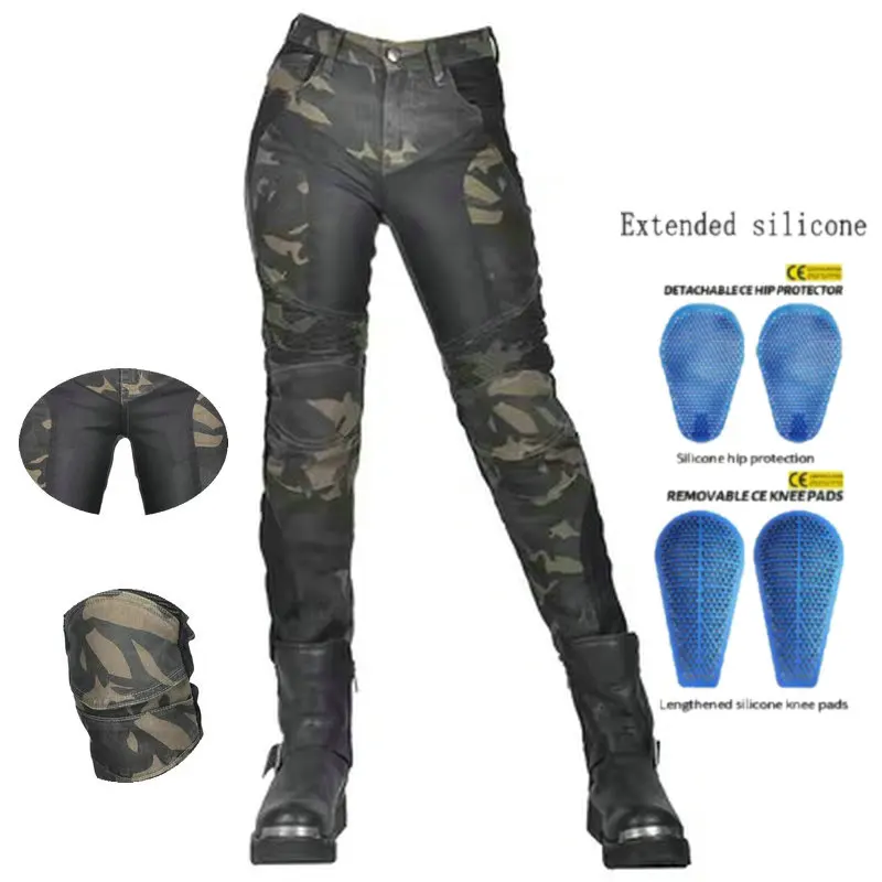 Female Motorcycle Riding Pants Loong Biker Motocross Slim Fit Low Waist Jeans Summer Mesh Brethable Cycling Trousers For Girls