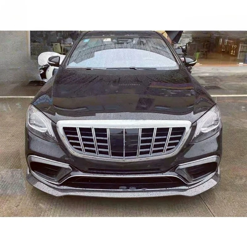 For S-Class W222 modified front lip rear lip Wind knife spoiler tail throat Car Accesso carbon fiber body kit 2