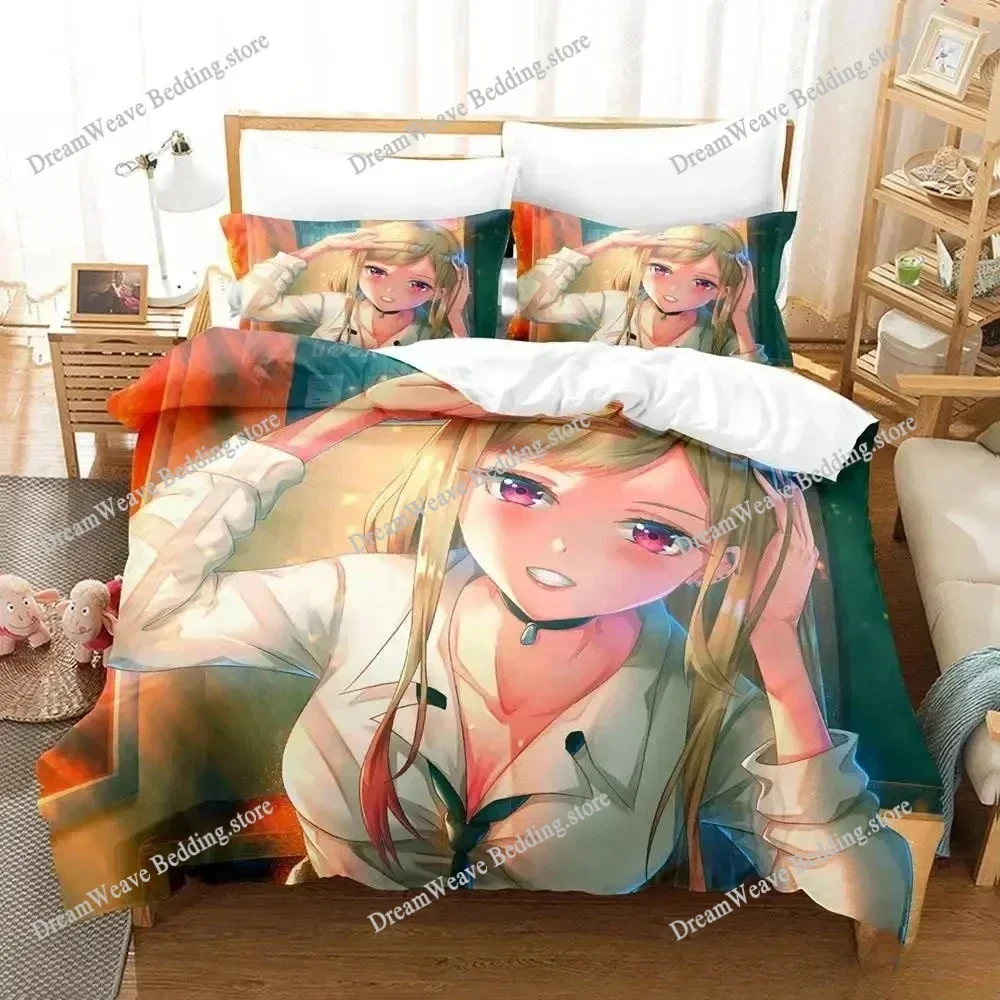 New Marin Kitagawa Bedding Set Single Twin Full Queen King Size Bed Set Adult Kid Bedroom Duvet Cover Sets 3D Print Anime Bed592