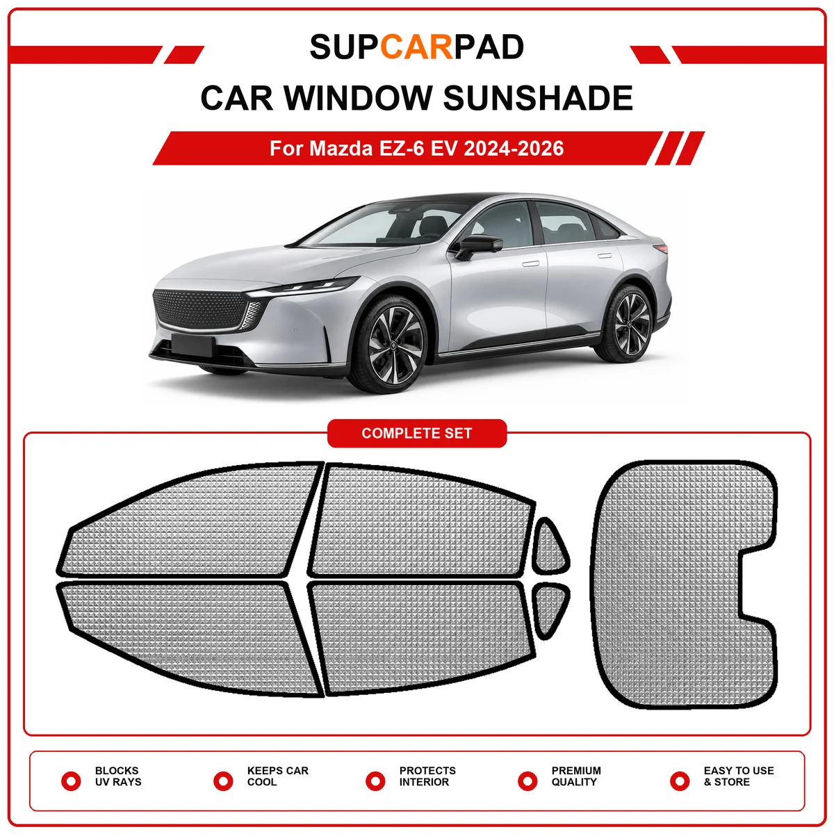For Mazda EZ-6 EV 2024-2026 Pre‑Cut Auto Window Sunshade Anti‑UV Car Sun Visor Protector