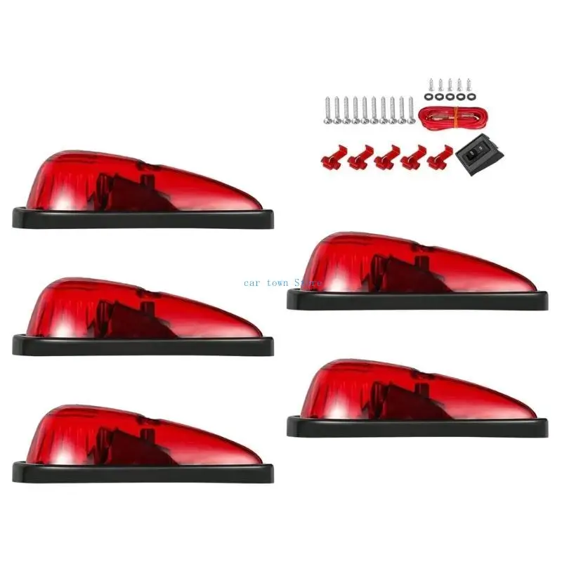 

RXJE 5Pcs Cab Lights Teardrop Cab Lights Waterproof Truck Cab Marker Lights 9 LEDs Roof Running Top Marker Lights Replacement