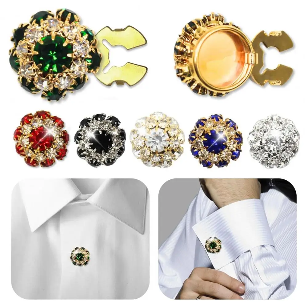 Button Cover for Shirts Rhinestone Button Covers Flower Sleeve Embellishments for Dress Suit Tux Shirt Diy Accessories Set