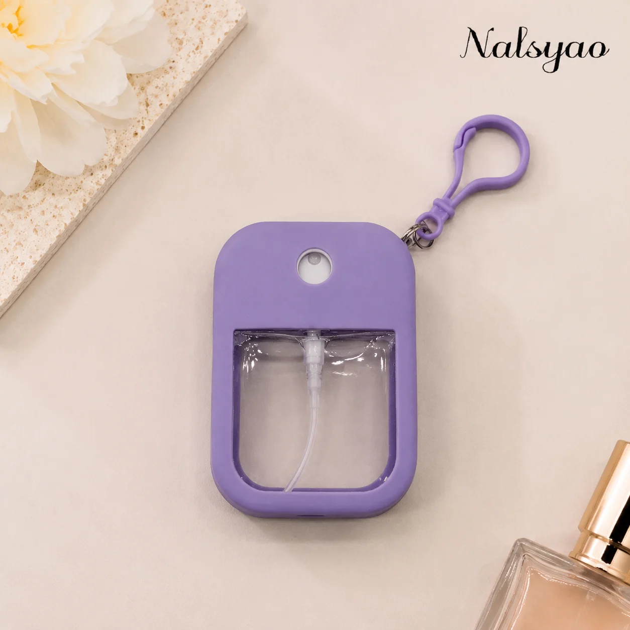 Nalsyao 38ml Spray Kleiner Desinfektionsspray Duftender Veganer Handdesinfektionsmittel mit Schlüsselanhänger Parfüm Alkohol Wassersprayflasche für Reisen – Detail 6