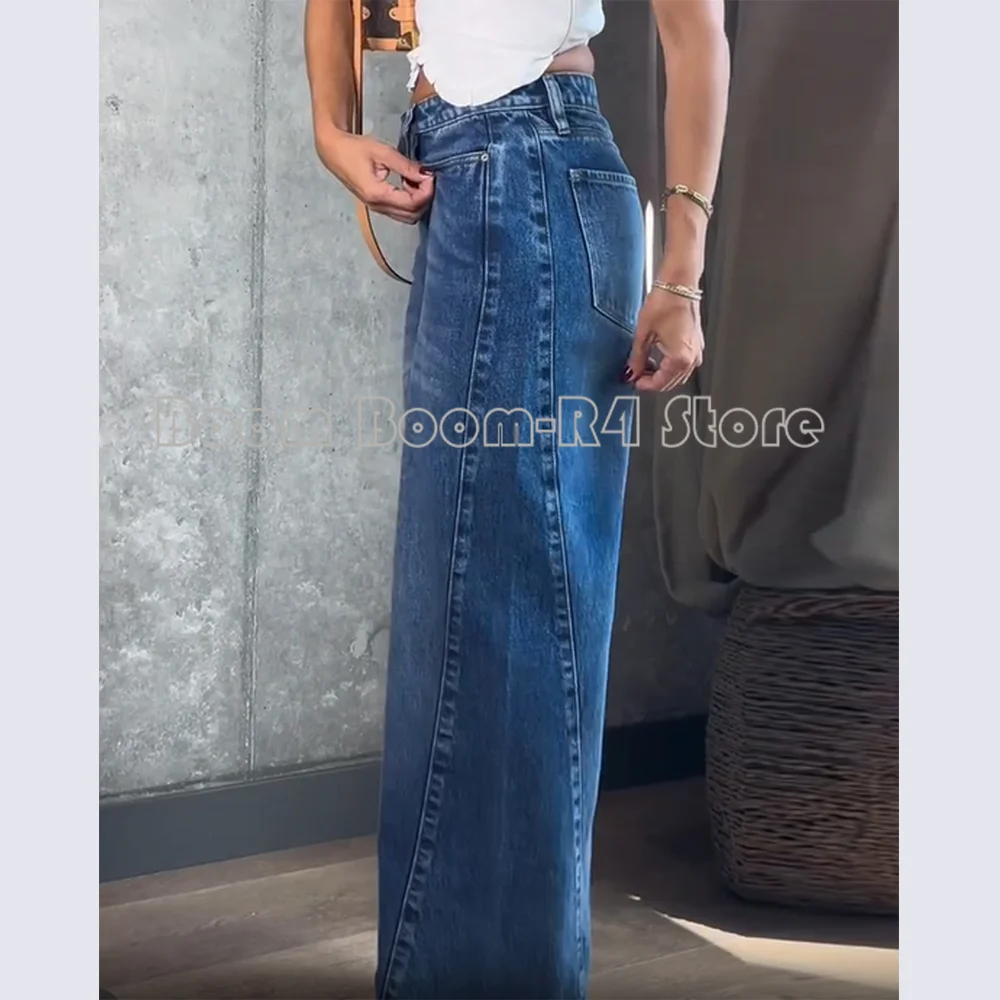 Women's High Waist Wide Leg Jeans Vintage Washed Denim Pants with Side Seam Detail Casual Loose Fit Trousers
