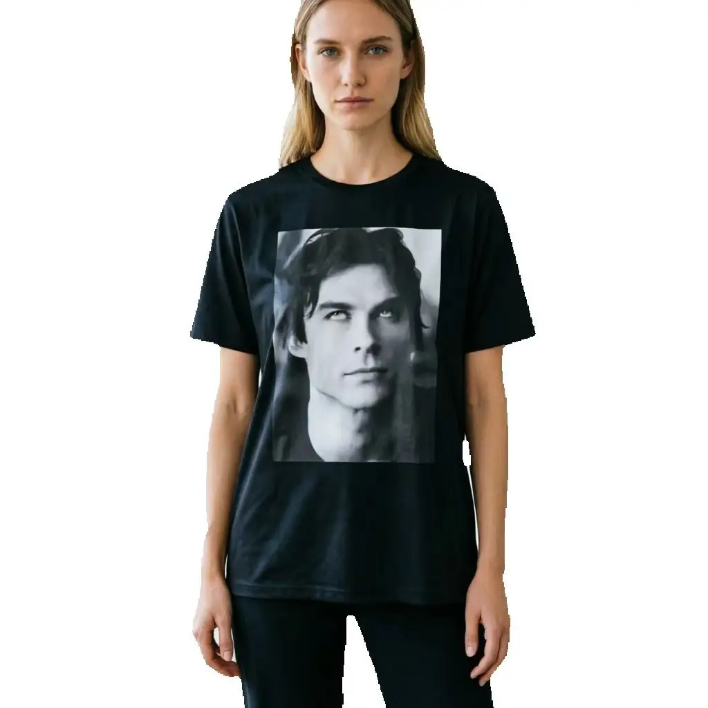 Damon Salvatore Ian Somerhalder TV Show Women's T-shirt Summer O-neck Men T-shirts Streetwear Short Sleeved Women's Clothing
