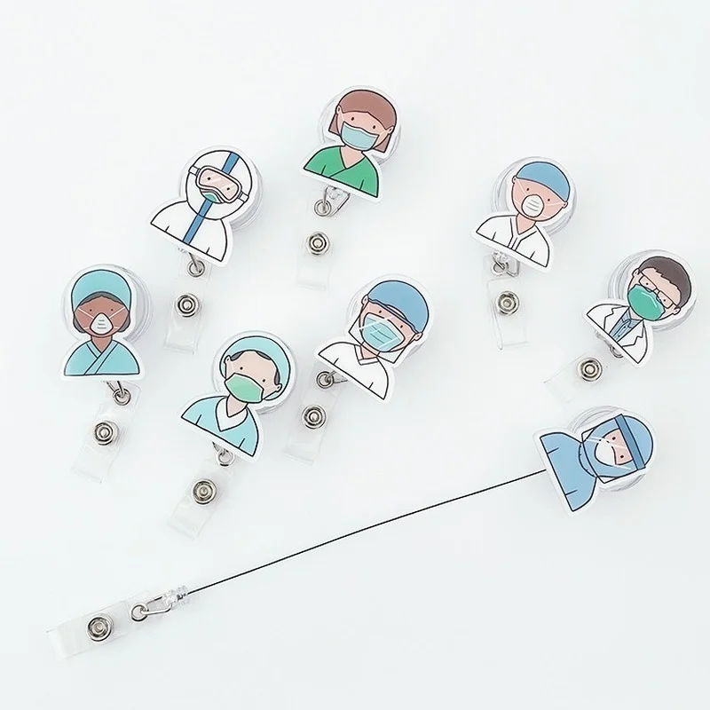 

Doctor Nurse Name Badge Reel ID Tag Card Chest Pocket Clip Exhibition Work Card Medical Workers Badge Reel Retractable Landyard