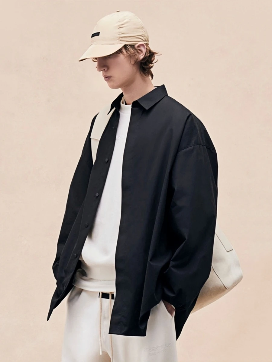 

Loose Long Sve Men's irt Jaet FOG JSJ ENTIALS High Street Cloud Series Cotton Casual Sle Autumn Faion