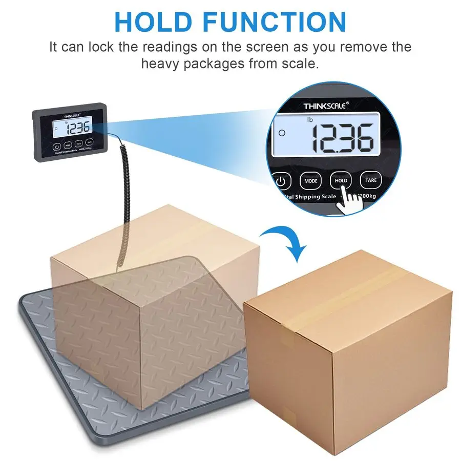 Digital Shipping Postal Scale, 440 lb 1oz High Accuracy Postage Scale, Hold Tare Function, Lightweight Scale for Packages Luggag