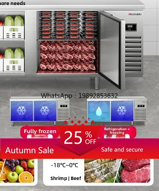 

refrigerated workbench commercial freezer fresh-keeping console milk tea shop freezer