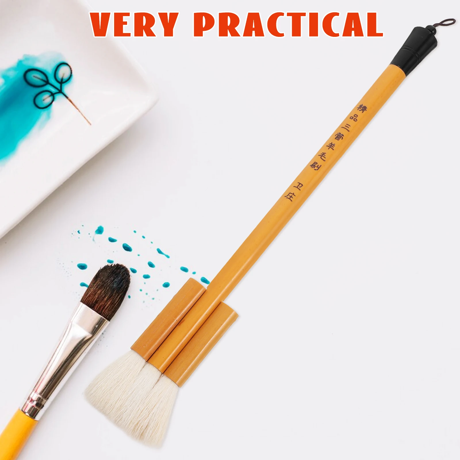 

Bamboo Handle Durable Wool Paint Brush Multi-Function Handheld Brush for Watercolor Painting and Art Household Art Brush,