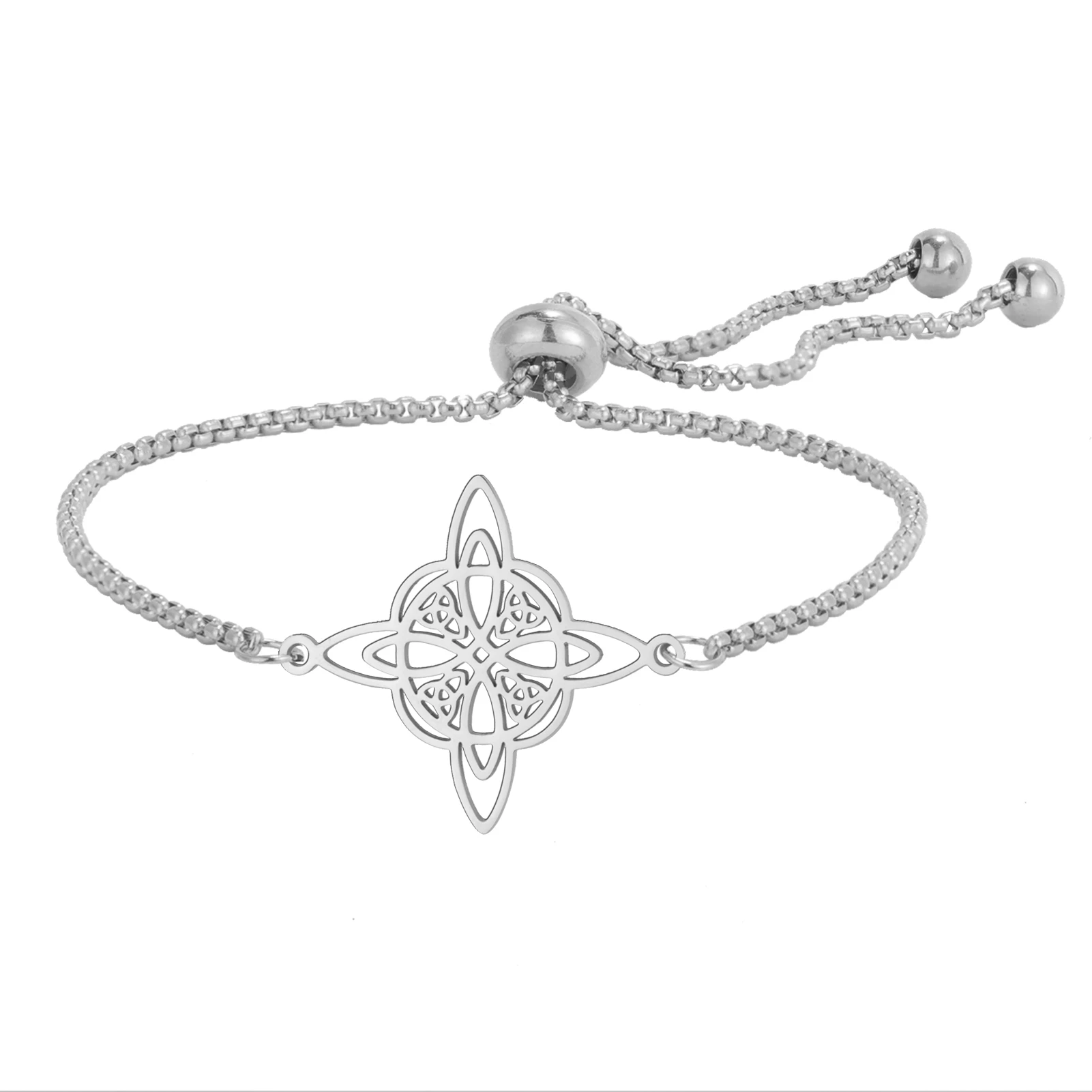 Kkjoy Hexenknoten-Armband mit keltischem vierzackigen Stern, Edelstahl, Wicca-Armband, okkultes Amulett, Charms, Schmuck, Geschenk für Frauen – Detail 3