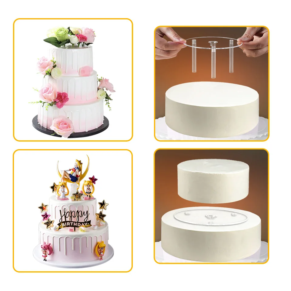 Marco de soporte de pastel multicapa, soportes prácticos, molde redondo, soporte para postre, espaciador, soporte de apilamiento, herramienta de decoración de pasteles DIY de cocina