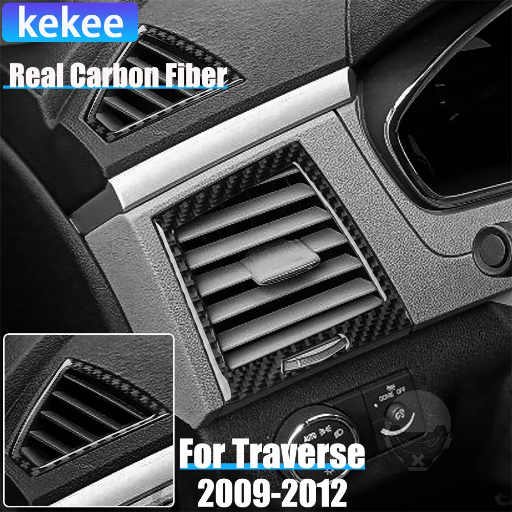 

Real Carbon Fiber Car Accessories Dashboard Air Vent Set Trim Cover Soft Sticker For Chevrolet Traverse 2009 2010 2011 2012