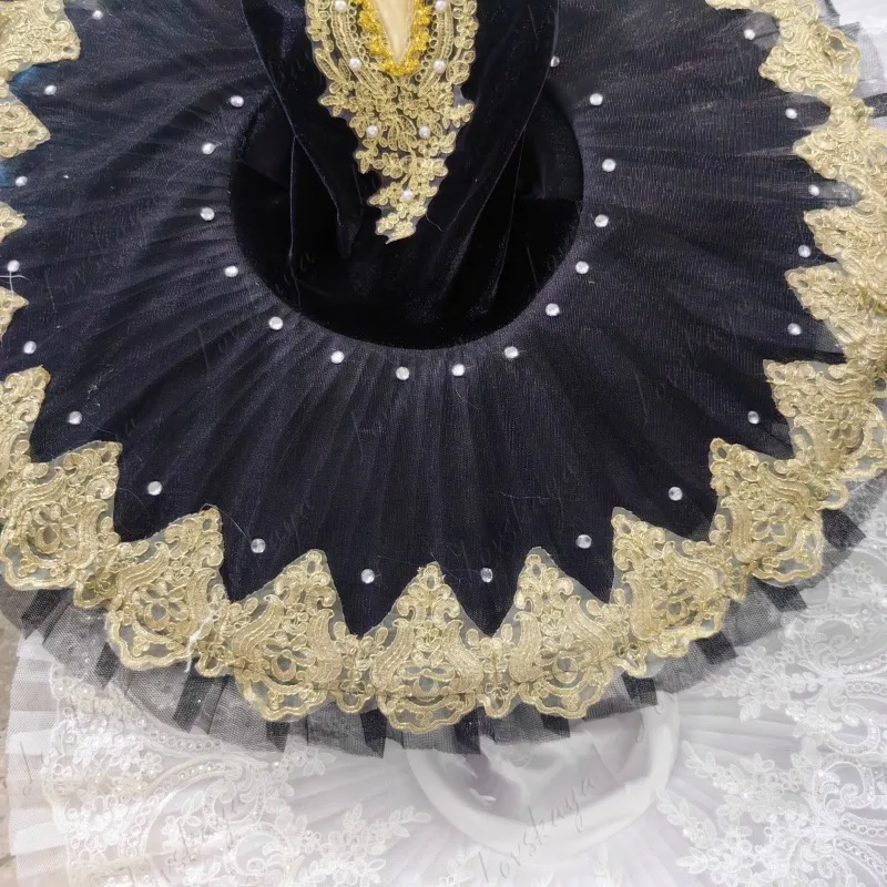 Schwarzes Ballettkostüm, Prinzessinnenkleid, Tutu, niedlicher, bestickter, fluoreszierender Hosenträger mit heißen Diamanten