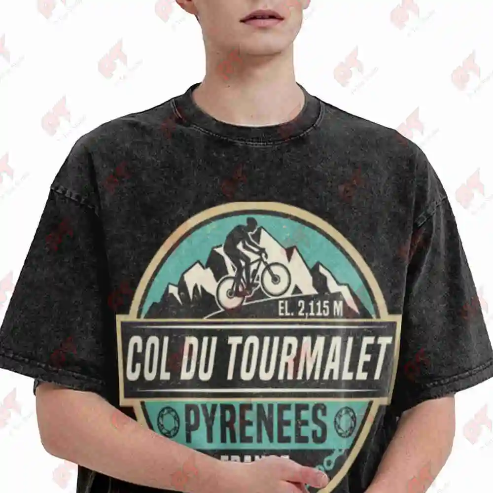 Col Du Tourmalet Vintage Washed Tee Pure Cotton T-Shirt