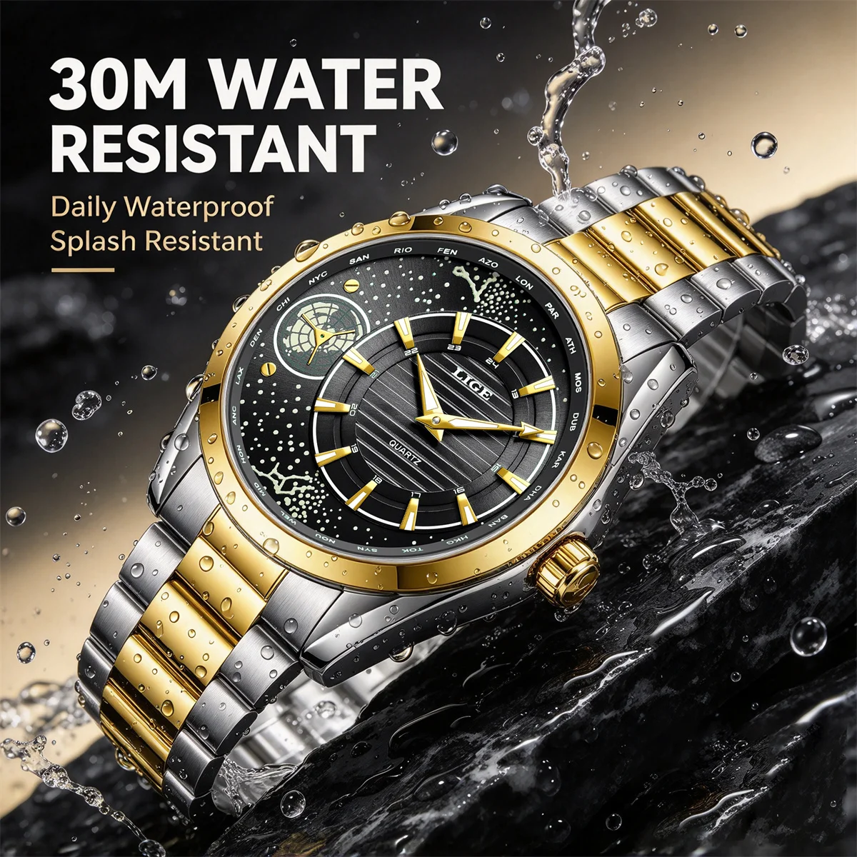 LIGE Luxury Watch for Men Original Fashion Business Man Quartz Wristwatches Waterproof Stainless Steel Mens Watches Reloj Hombre